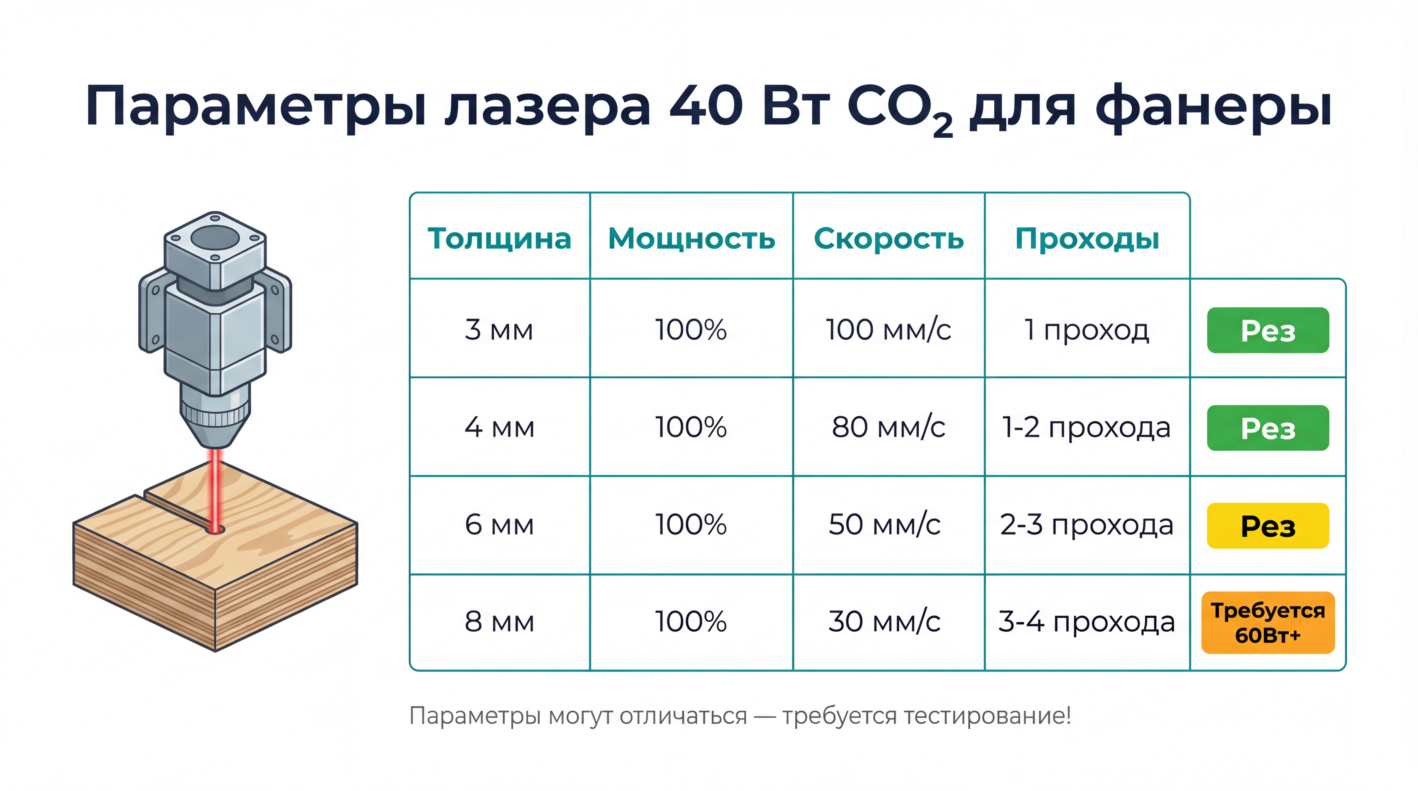 Инфографика: сравнение пород фанеры для лазера — берёза, тополь, липа