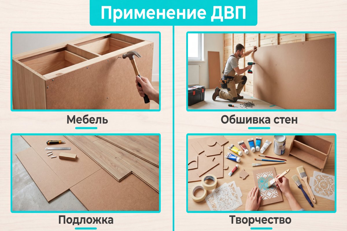 Применение ДВП 500×500 мм