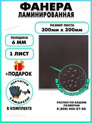 Фанера ФСФ | Обе стороны ламинированные | Размер 300×300 миллиметров  1 лист —  купить по лучшей цене на Raspilim.com!