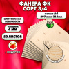 Фанера для уроков труда, 4мм А4 (210х297), 50 штук, сорт 3/4
