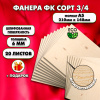 Фанера для уроков труда, 6мм А5 (148х210), 20 штук, сорт 3/4