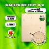 Фанера для уроков труда, 6мм А4 (210х297), 1 штука, сорт 4/4