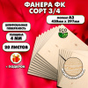 Фанера для уроков труда, 4мм А3 (420 х 297), 20 штук, сорт 3/4