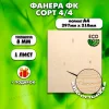 Фанера для уроков труда, 8мм А4 (210х297), 1 штука, сорт 4/4